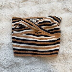 American Eagle Outfitters Women's Striped Shirt- Black, White, Tan